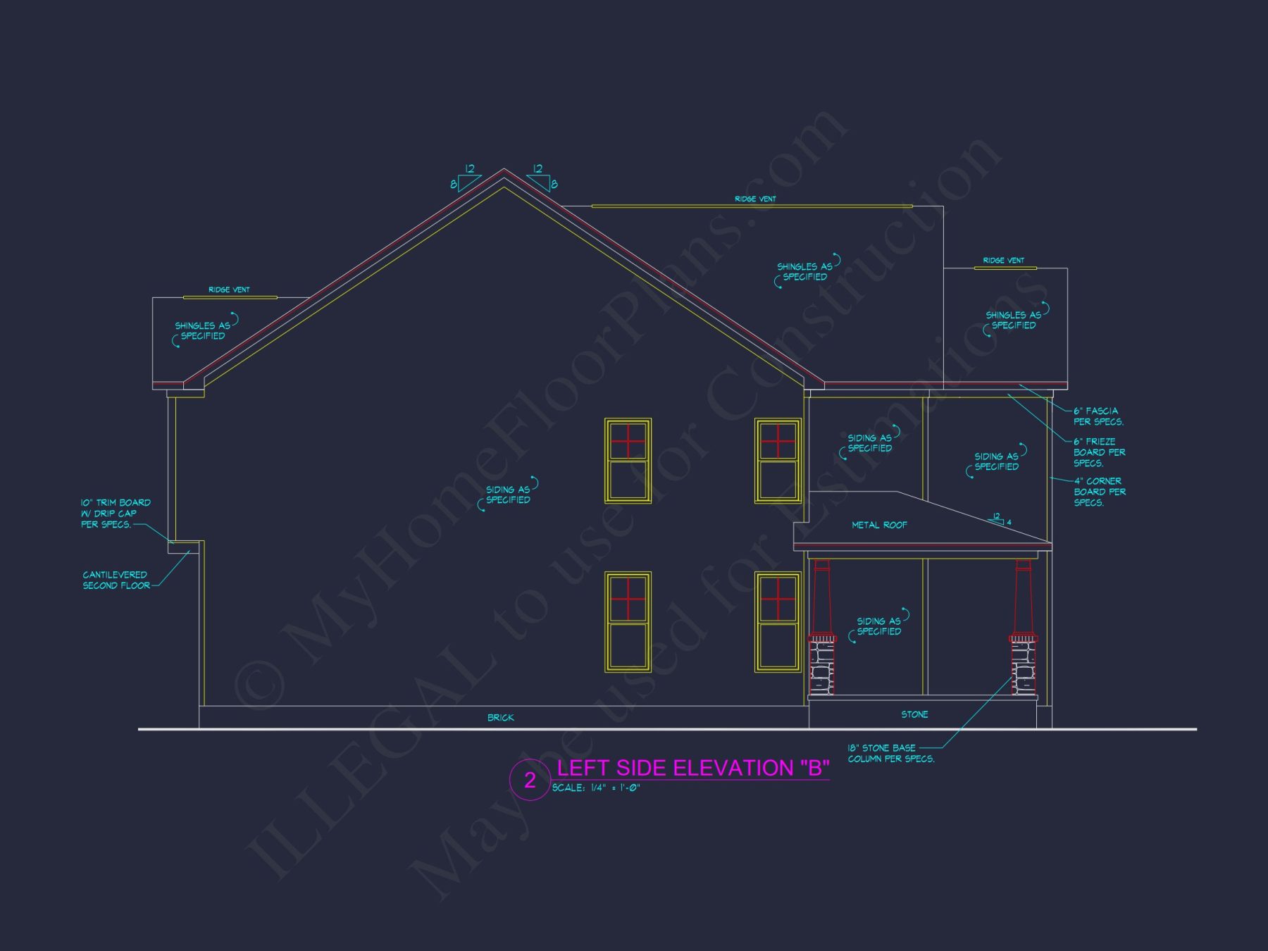 Craftsman house Plan with 2 Stories, 4 Bedrooms, and CAD Designs