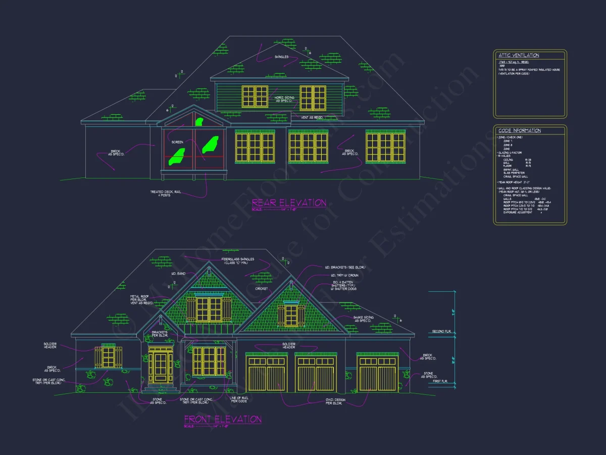 Craftsman house Plan with 2-Story CAD Design & Spacious Layout