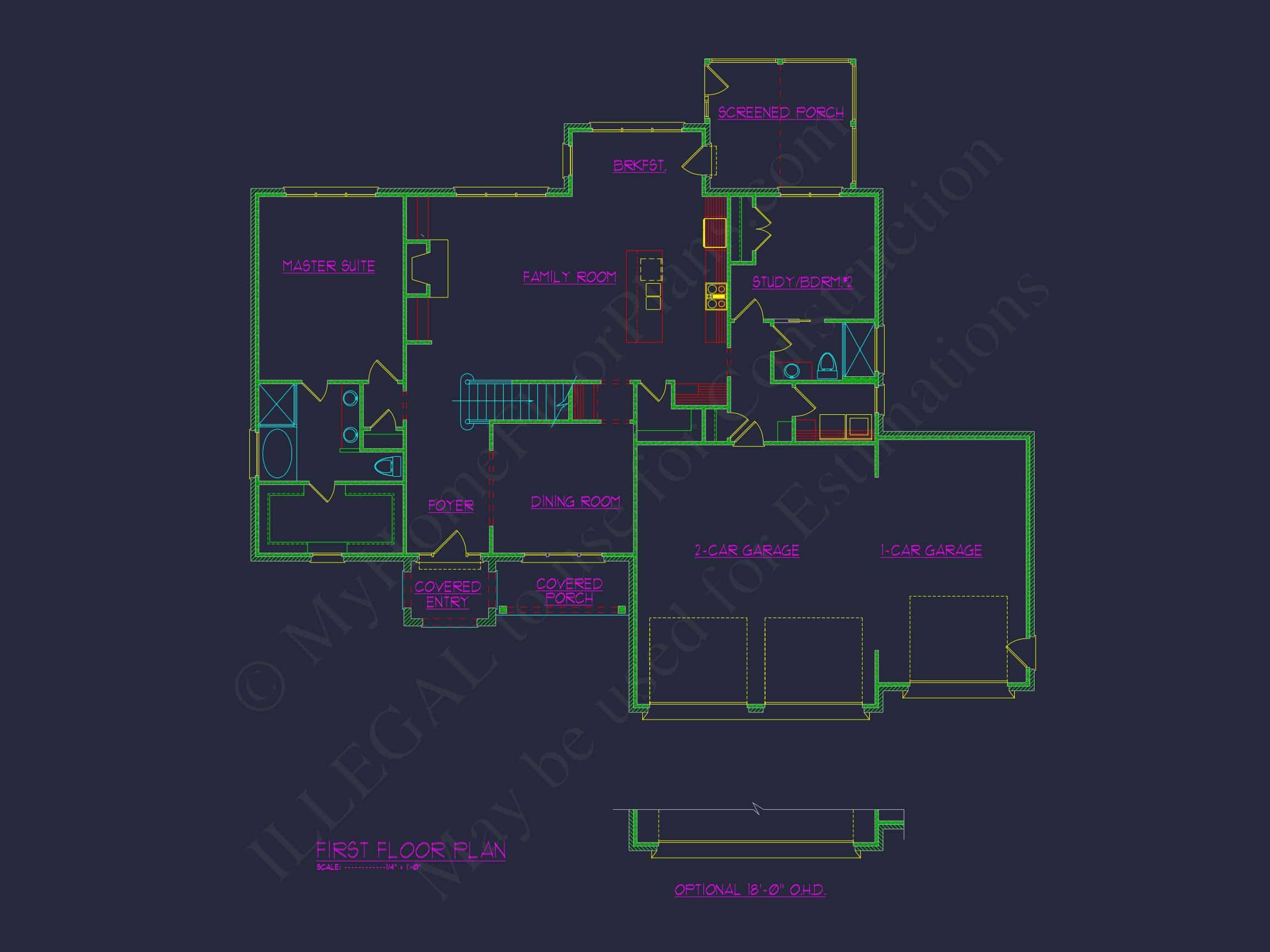 Craftsman house Plan with 2-Story CAD Design & Spacious Layout
