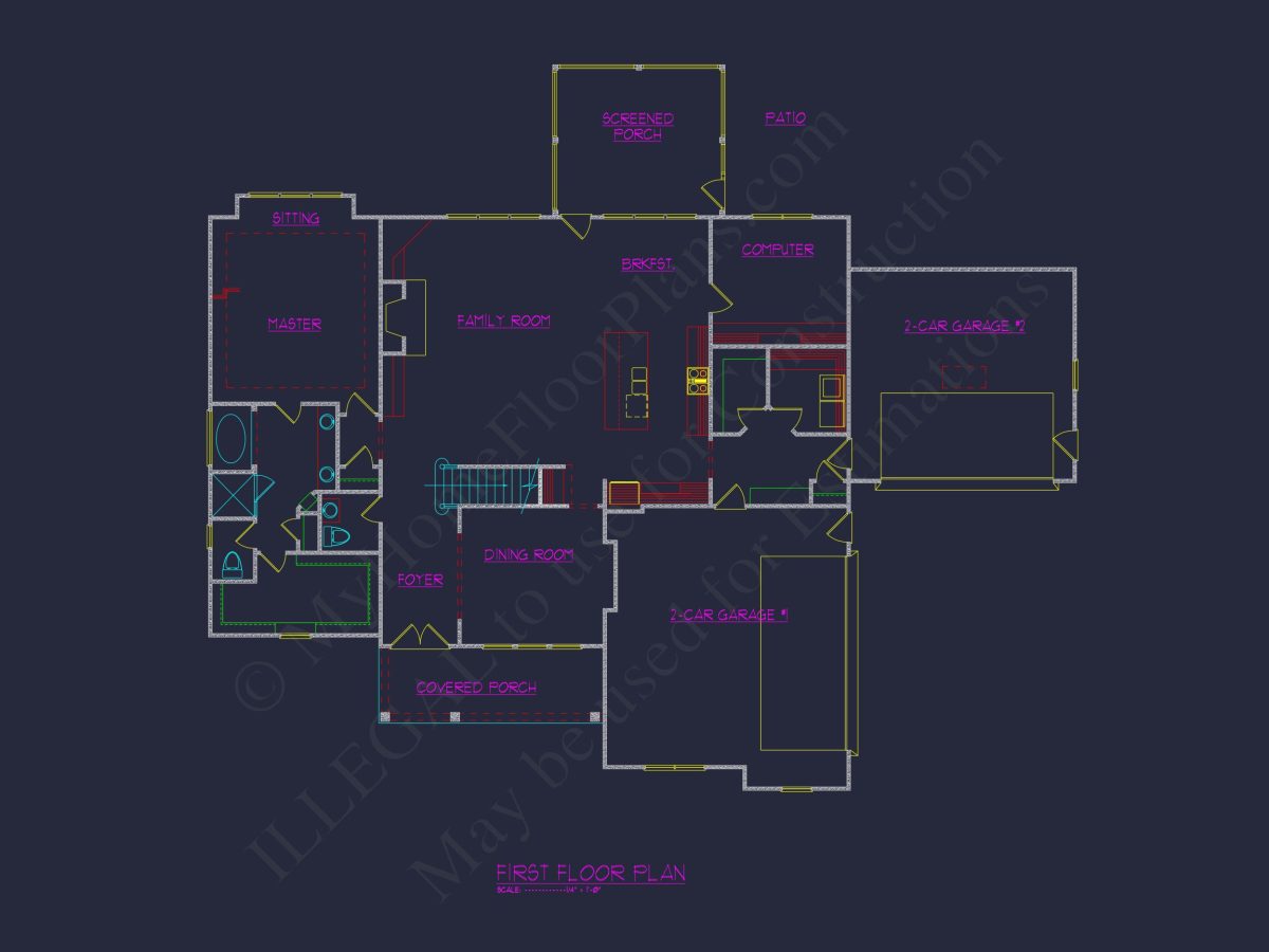Craftsman house Plan with 2-Story Design, CAD Blueprint & Features