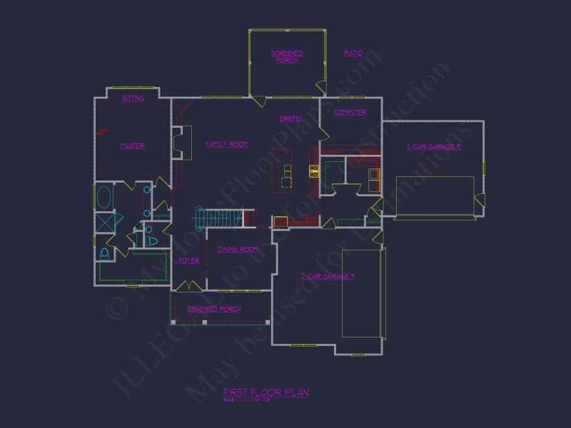Craftsman house Plan with 2-Story Design, CAD Blueprint & Features