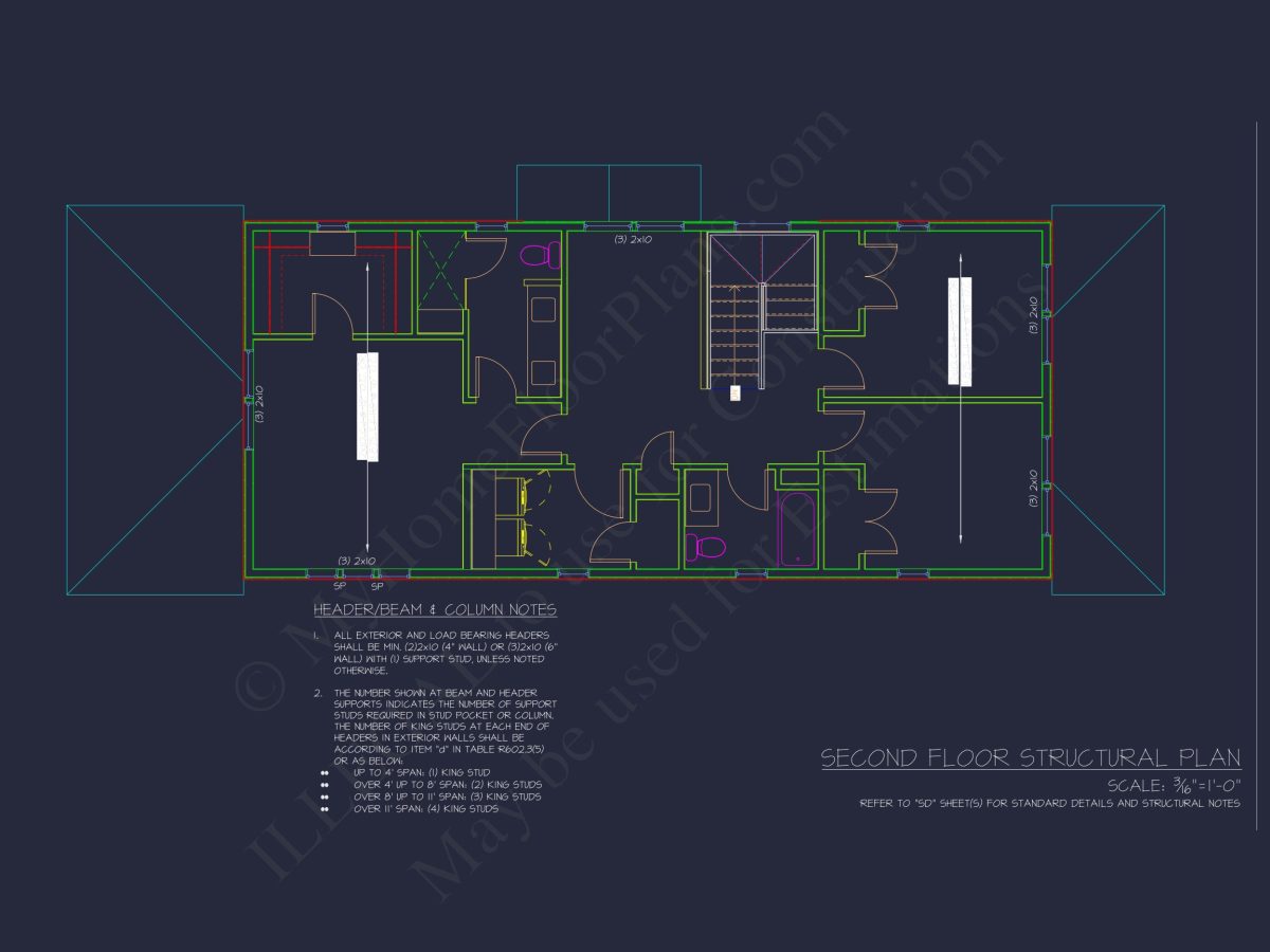 Craftsman house Plan with 2-Story Floor Blueprint Design