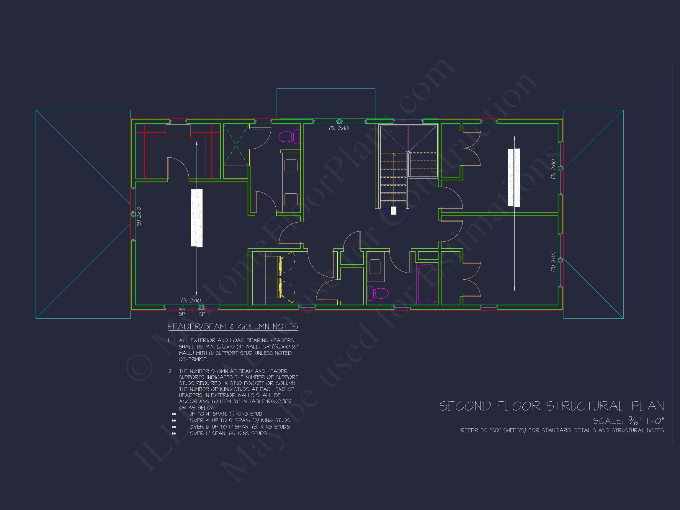 Craftsman house Plan with 2-Story Floor Blueprint Design