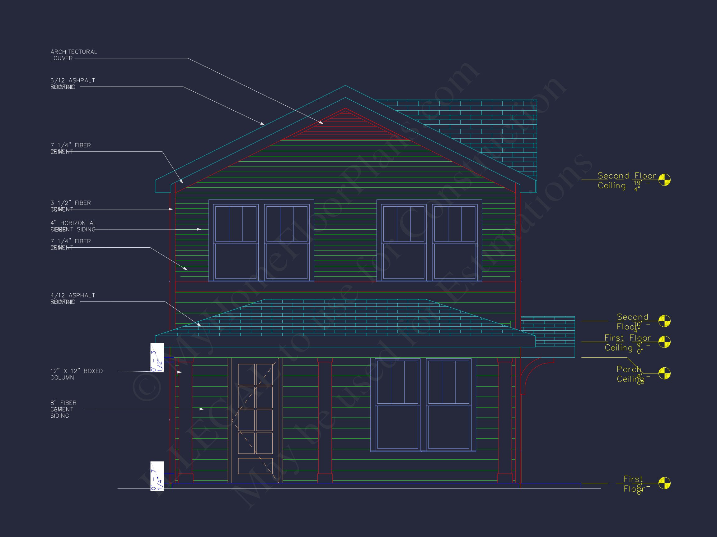 Craftsman house Plan with 2-Story Floor Blueprint Design