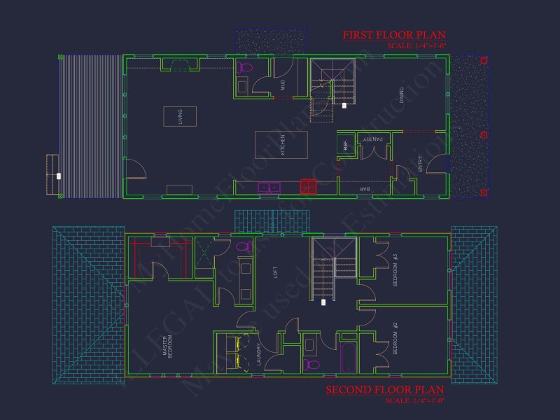 Craftsman house Plan with 2-Story Floor Blueprint Design