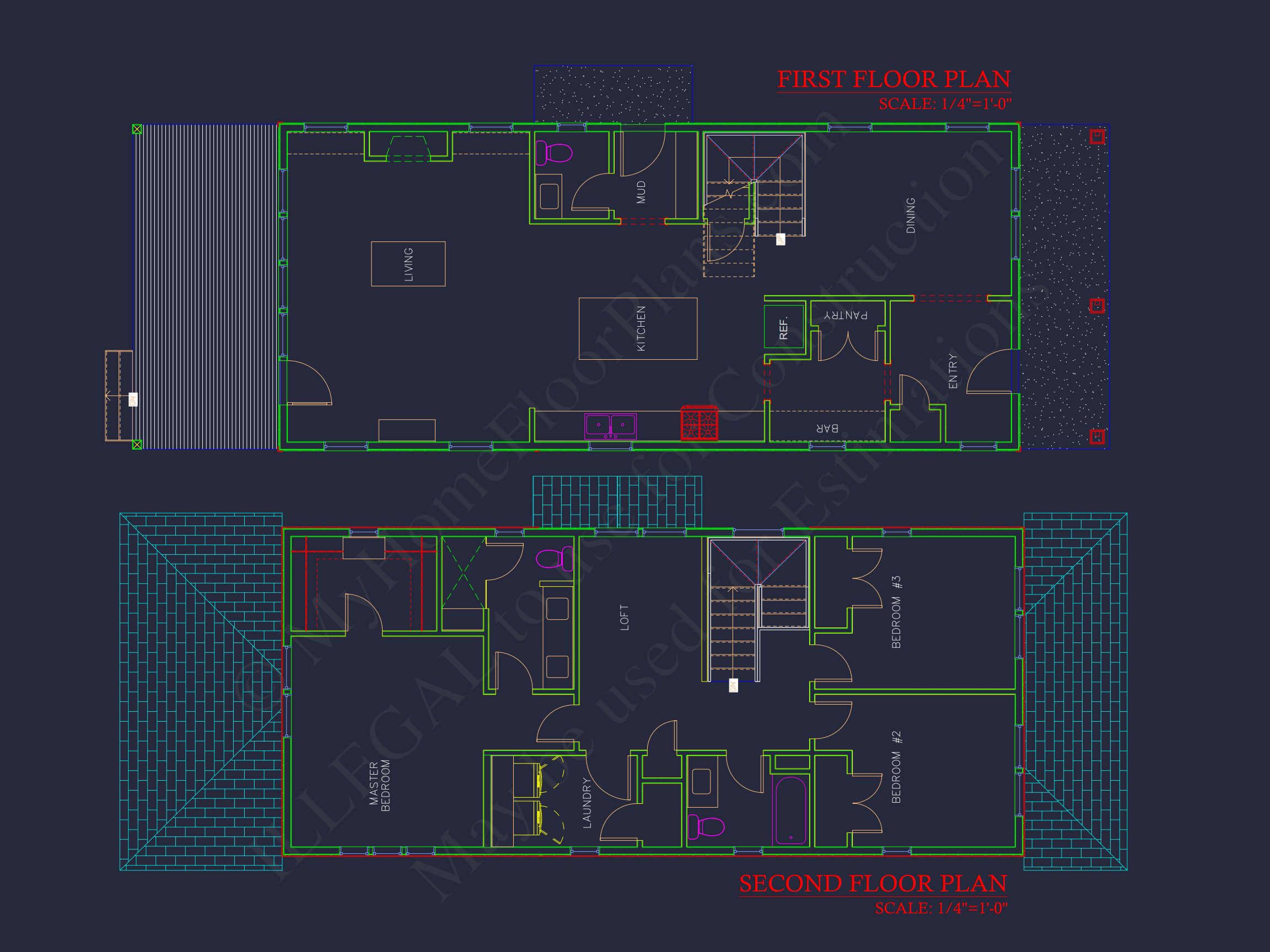 Craftsman house Plan with 2-Story Floor Blueprint Design