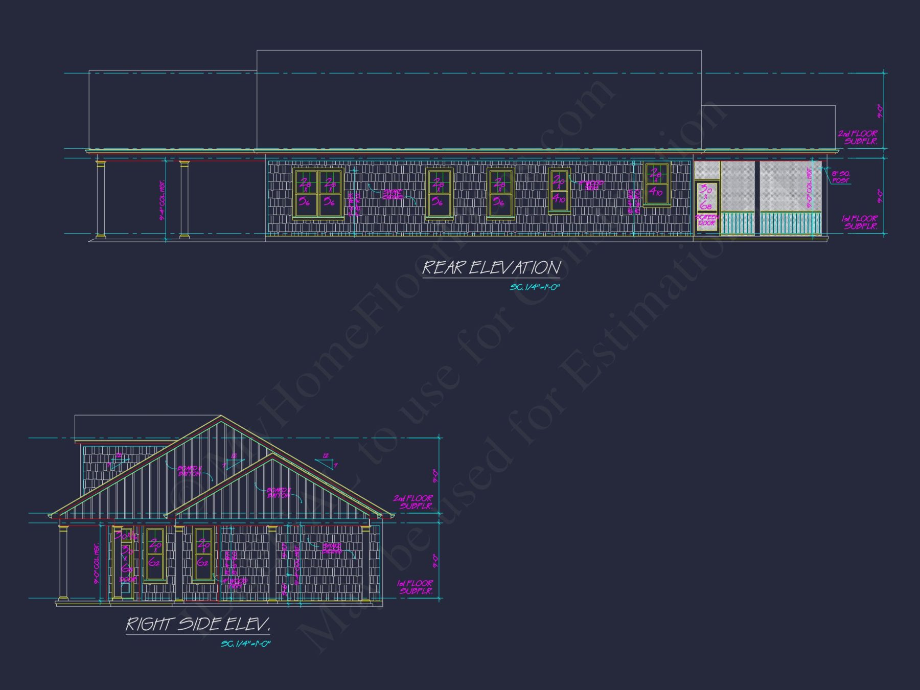 Craftsman house Plan with 2 Story Floor Plan & CAD Designs