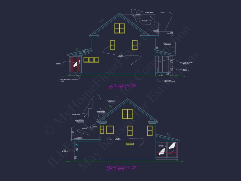 Craftsman house Plan with 2-Story Floor Plan & CAD Designs