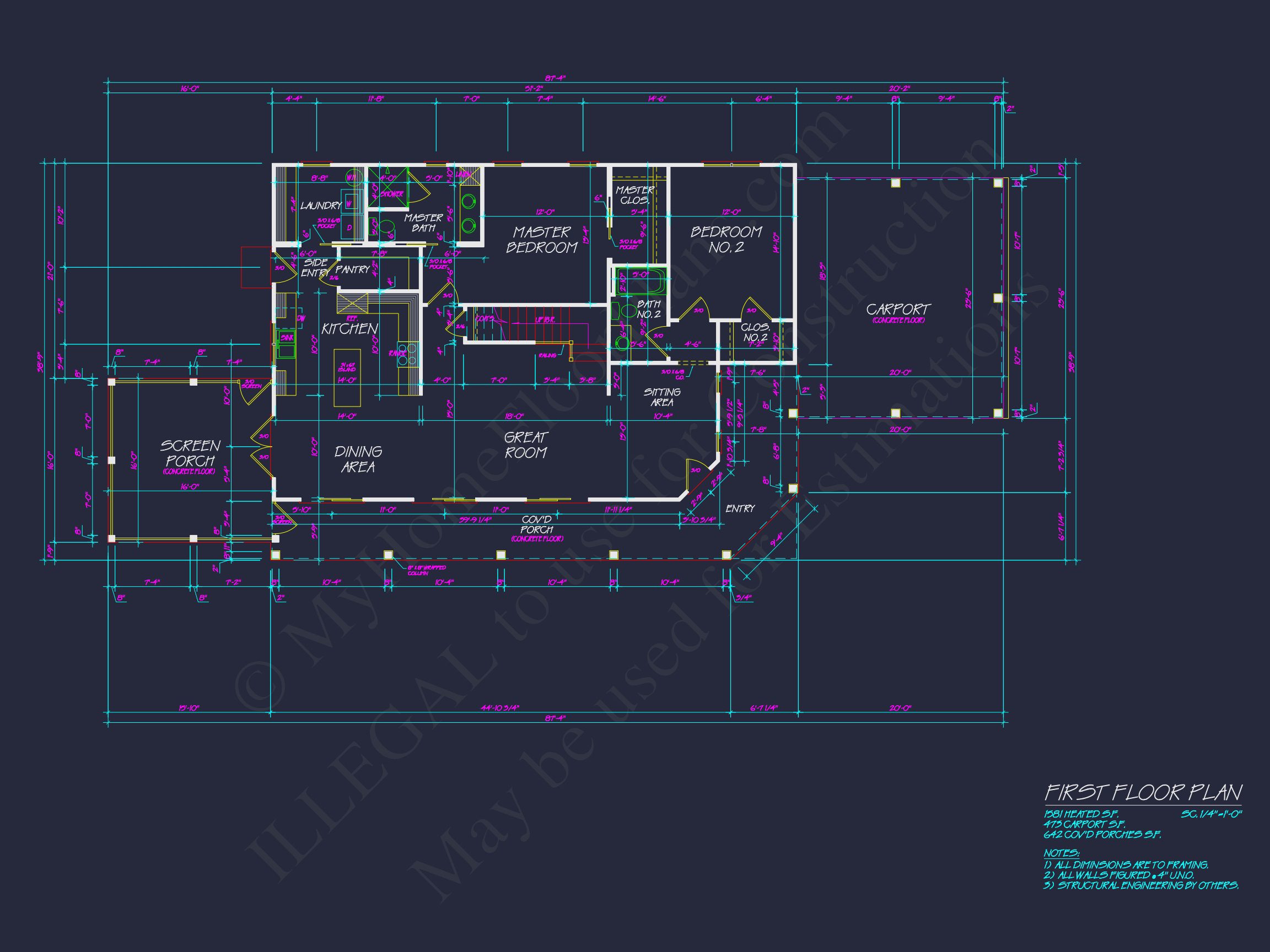 Craftsman house Plan with 2 Story Floor Plan & CAD Designs