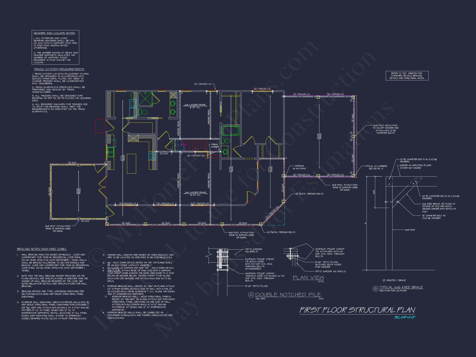 Craftsman house Plan with 2 Story Floor Plan & CAD Designs