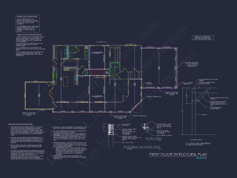 Craftsman house Plan with 2 Story Floor Plan & CAD Designs