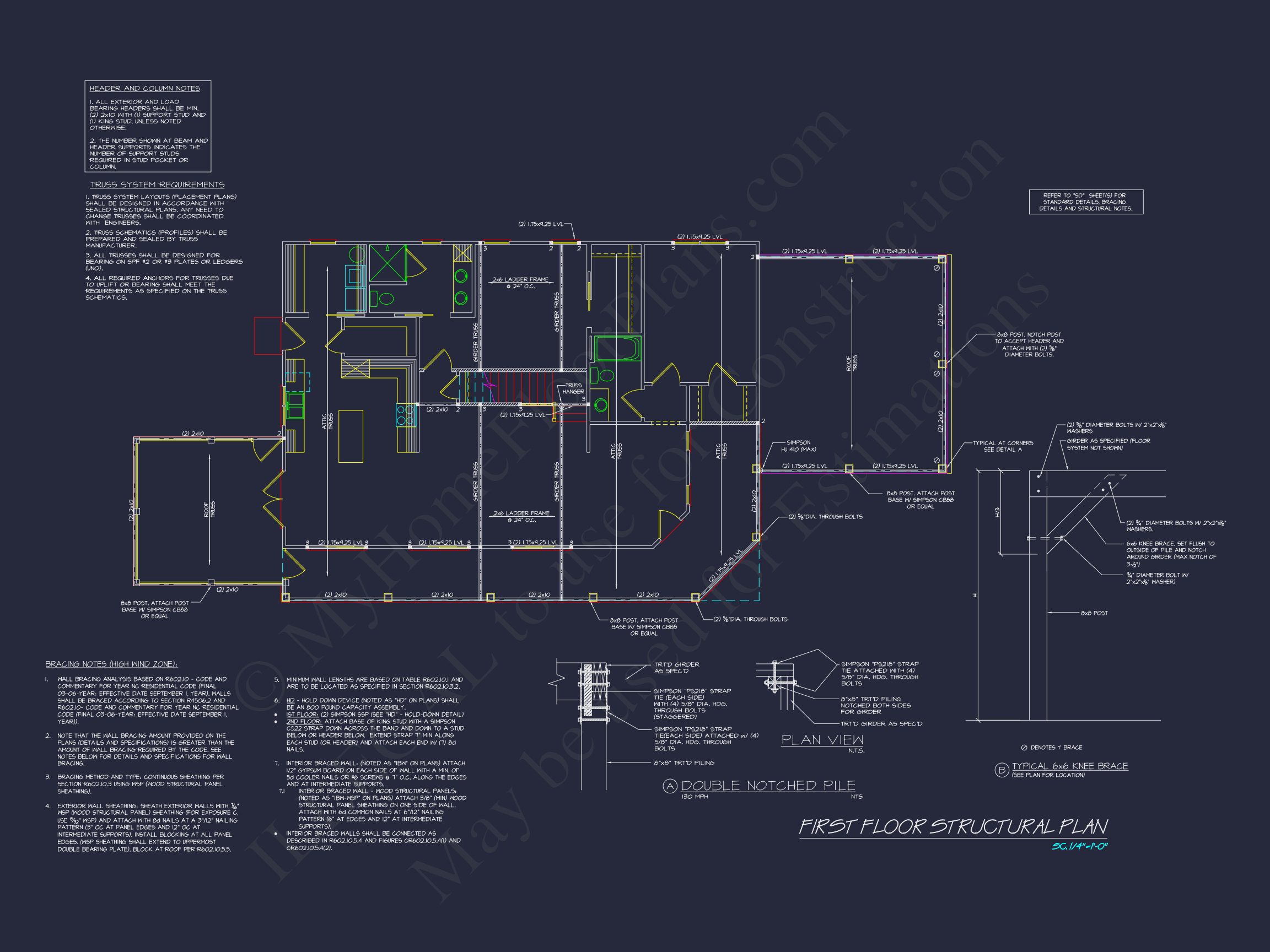 Craftsman house Plan with 2 Story Floor Plan & CAD Designs