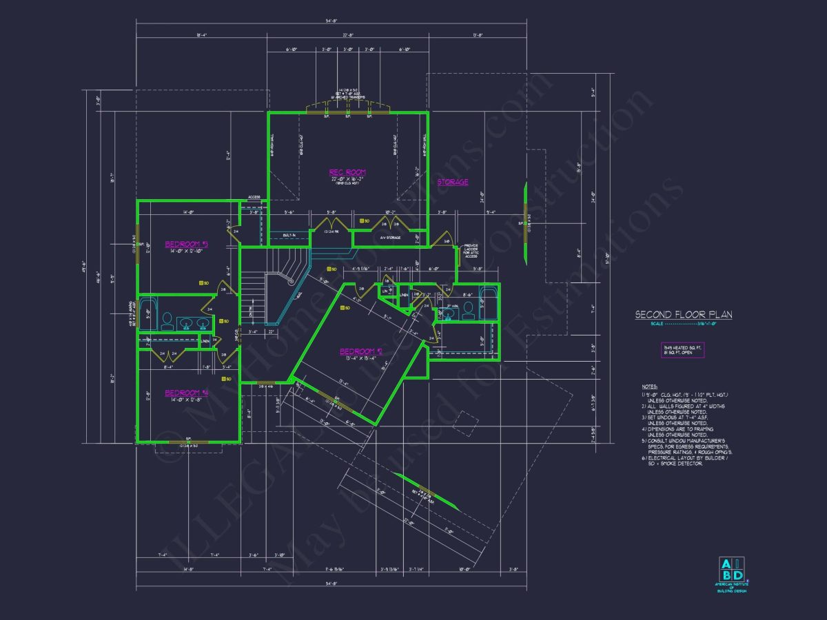 Craftsman house Plan with 2-Story Floor Plan, CAD Designs & Blueprint