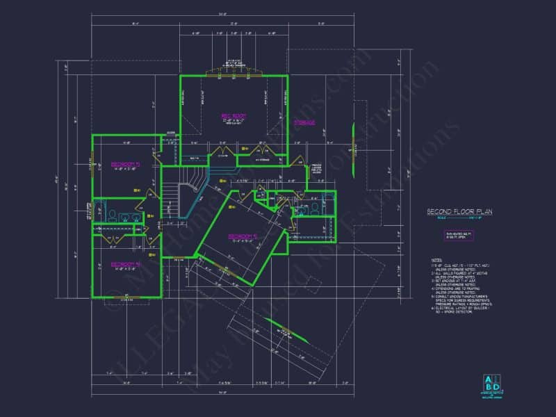 Craftsman house Plan with 2-Story Floor Plan, CAD Designs & Blueprint