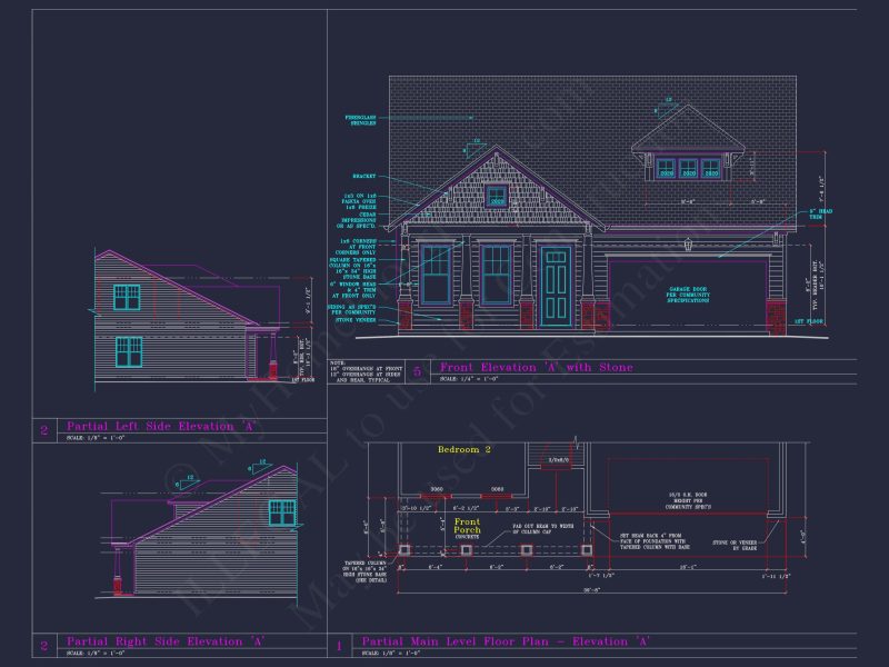 Craftsman house Plan with 3 Bedrooms and 2-Car Garage Design