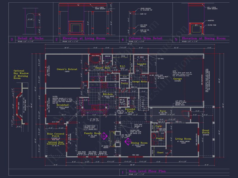 Craftsman house Plan with 3 Bedrooms and 2-Car Garage Design