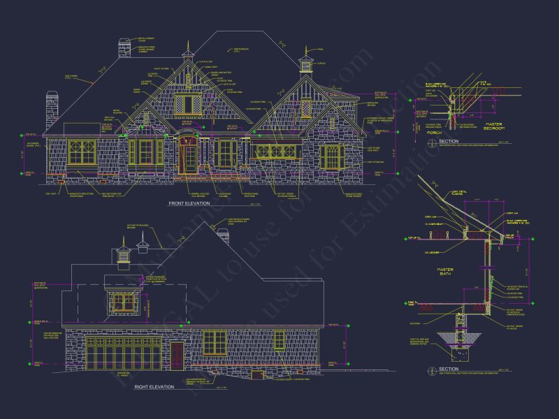 Craftsman house Plan with 3 Bedrooms, CAD Floor Blueprint