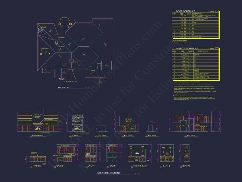 Craftsman house Plan with 3 Bedrooms, CAD Floor Blueprint