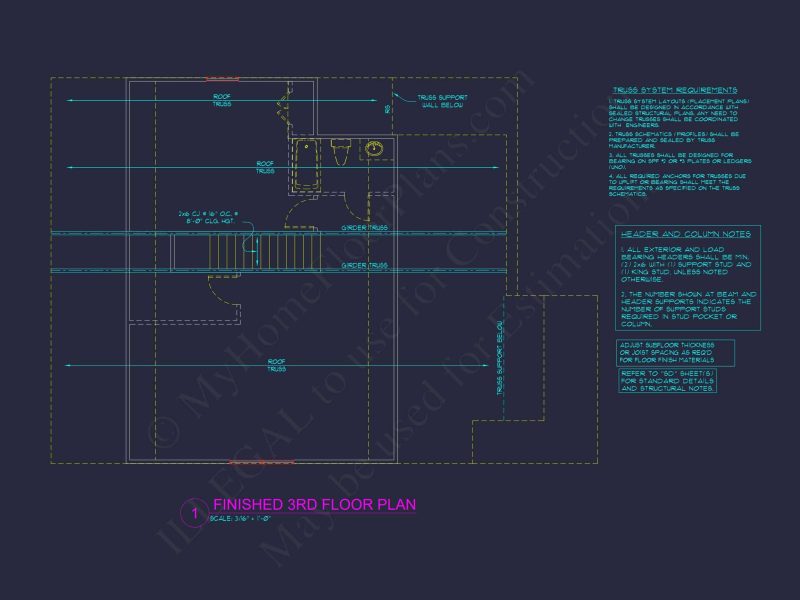 Craftsman house Plan with 3 Floors and Detailed CAD Designs
