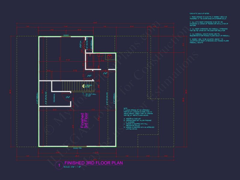 Craftsman house Plan with 3 Floors and Detailed CAD Designs