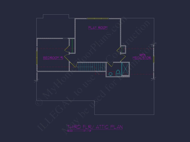 Craftsman house Plan with 3 Floors, 5 Beds, and CAD Designs