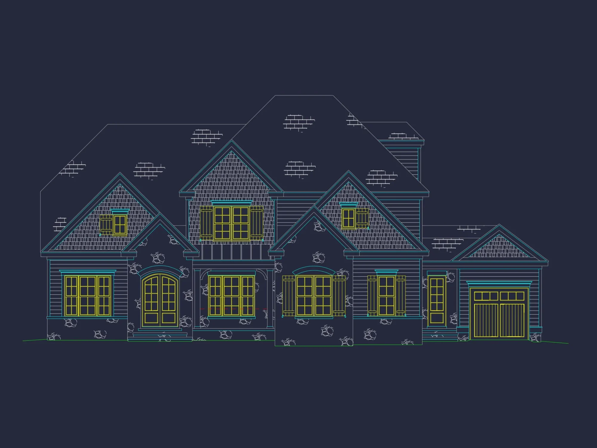 Craftsman house Plan with 4 Bedrooms & Vaulted Ceilings