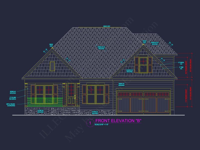 Craftsman house Plan with 4 Bedrooms and CAD Architecture Designs
