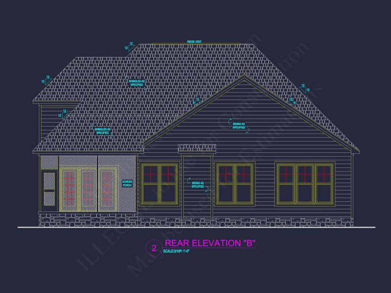 Craftsman house Plan with 4 Bedrooms and CAD Architecture Designs