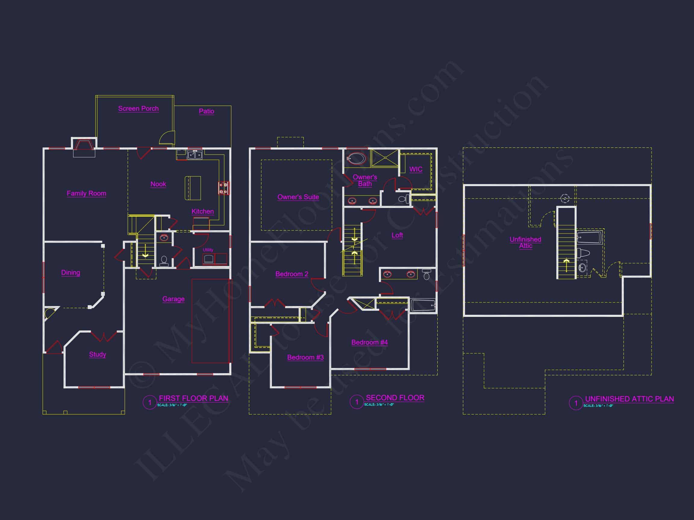 Craftsman house Plan with 4 Bedrooms and Detailed Blueprints