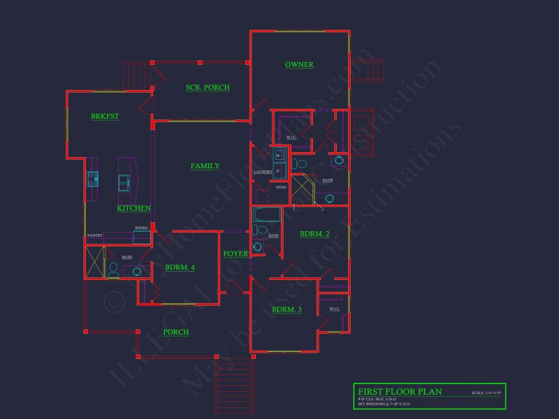 Craftsman house Plan with 4 Bedrooms and Open Floor Design