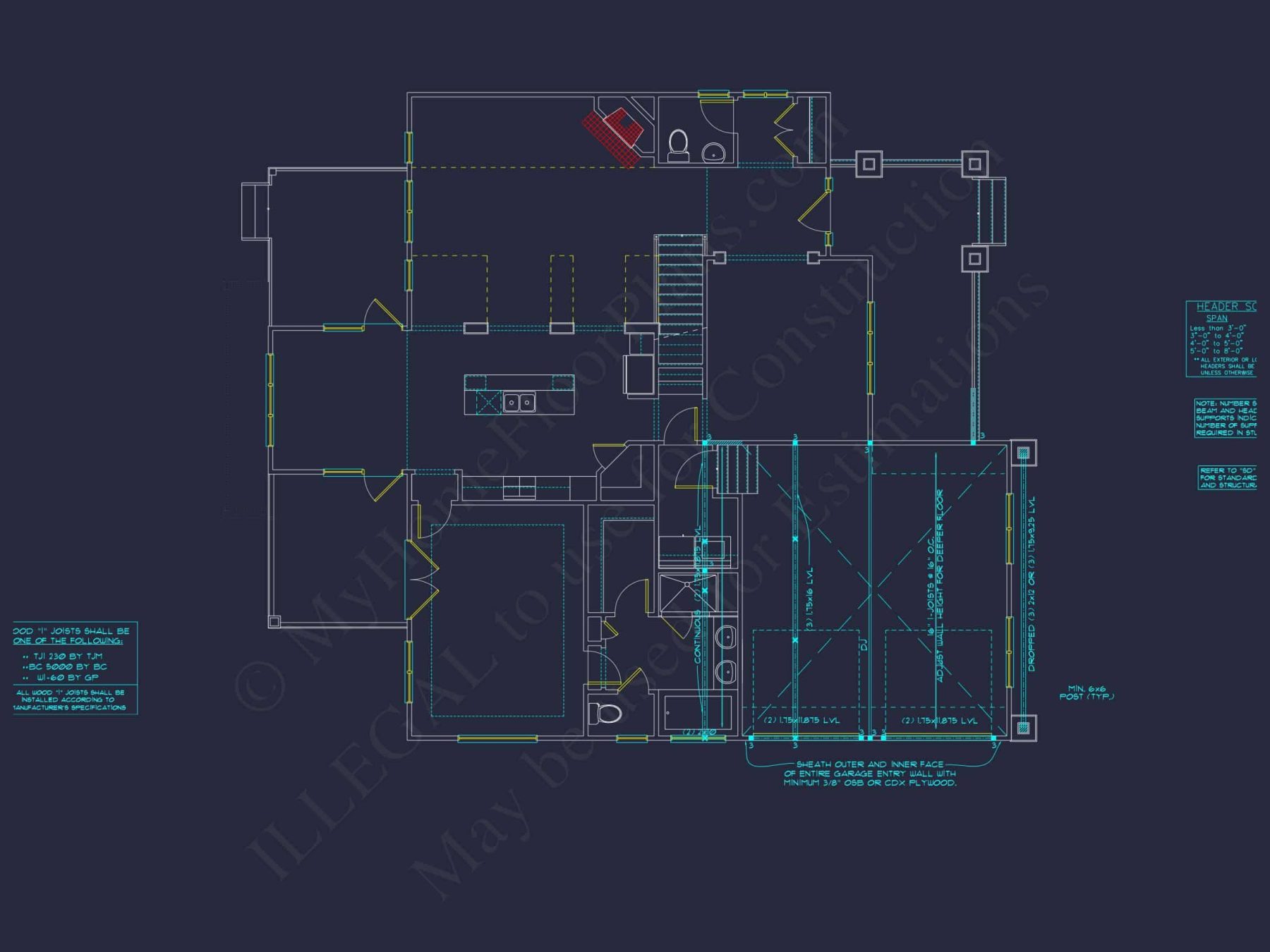 Craftsman house Plan with 4 Bedrooms and Vaulted Ceilings - CAD Design