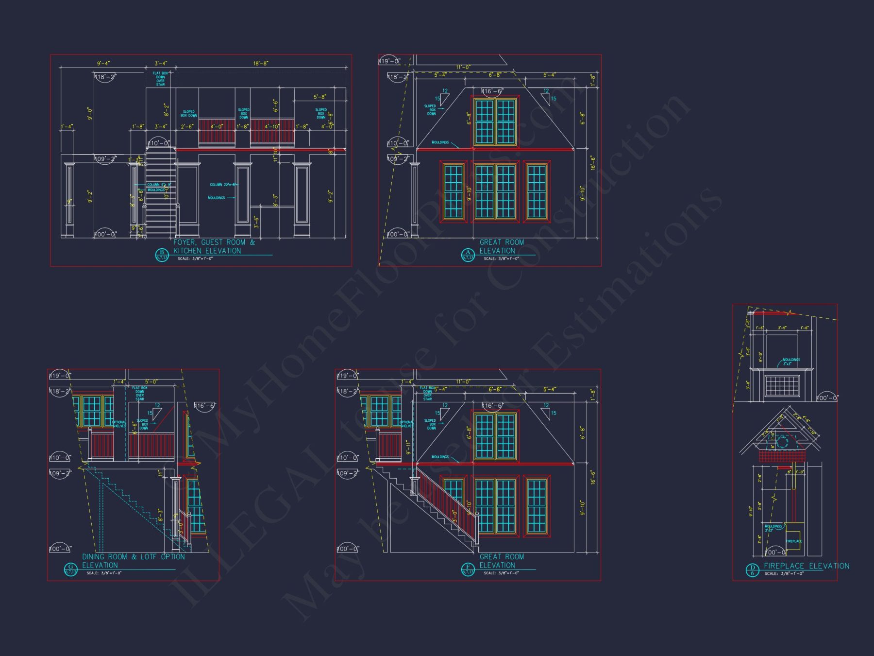 "4-bedroom Craftsman house plan with vaulted ceilings CAD design image"