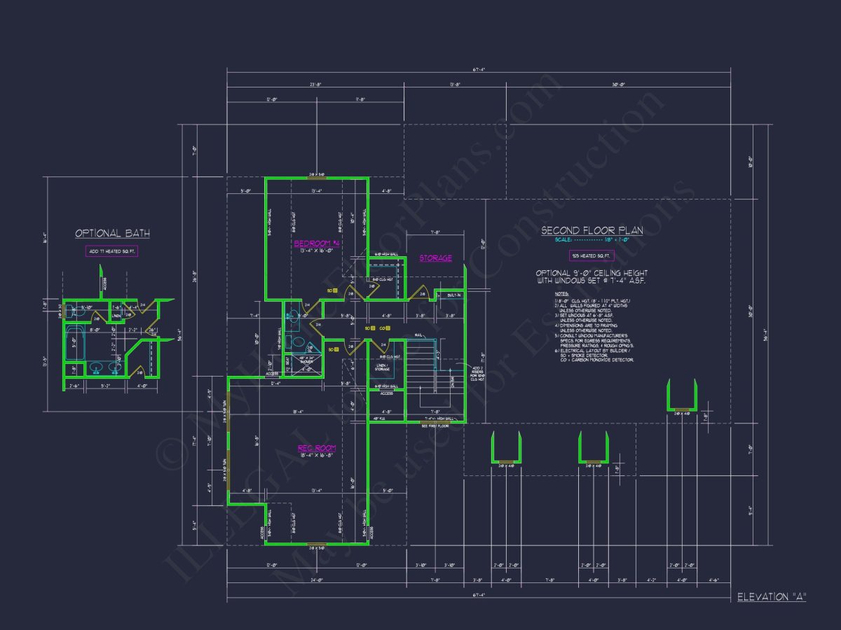 Craftsman house Plan with 4 Bedrooms, 2 Floors & 3 Elevations
