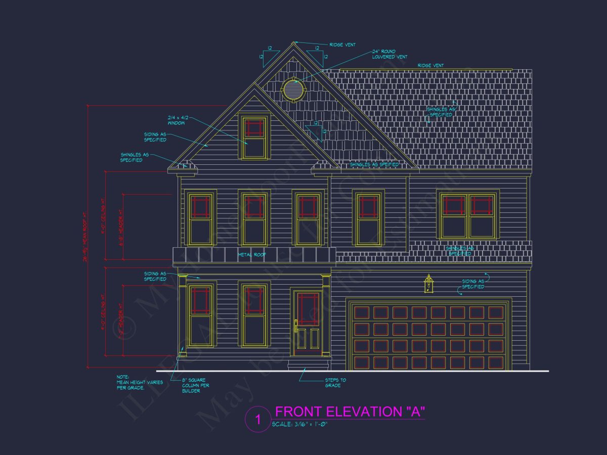 Craftsman house Plan with 4 Bedrooms, 3 Baths, and CAD Designs