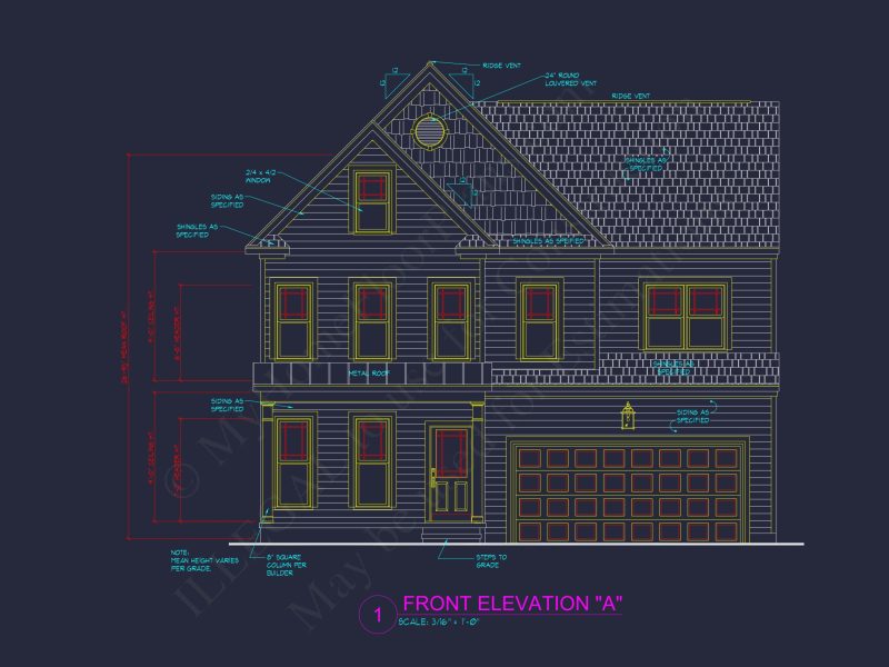 Craftsman house Plan with 4 Bedrooms, 3 Baths, and CAD Designs