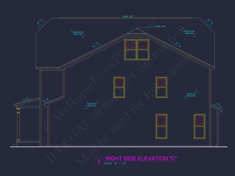 Craftsman house Plan with 4 Bedrooms, 3 Baths, and CAD Designs
