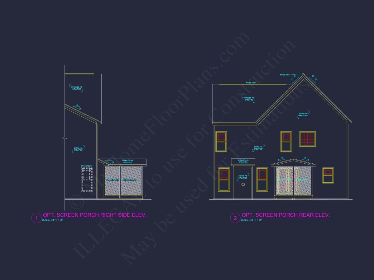 Craftsman house Plan with 4 Bedrooms, 3 Baths, and CAD Designs
