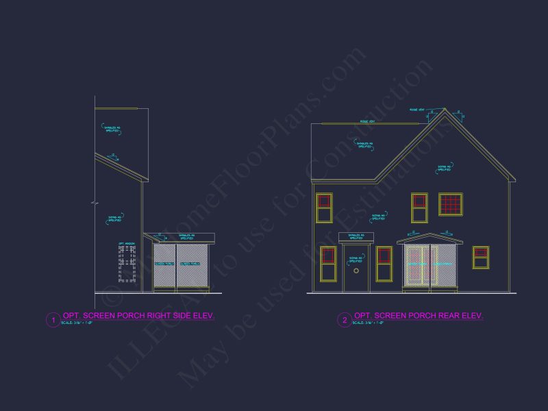 Craftsman house Plan with 4 Bedrooms, 3 Baths, and CAD Designs