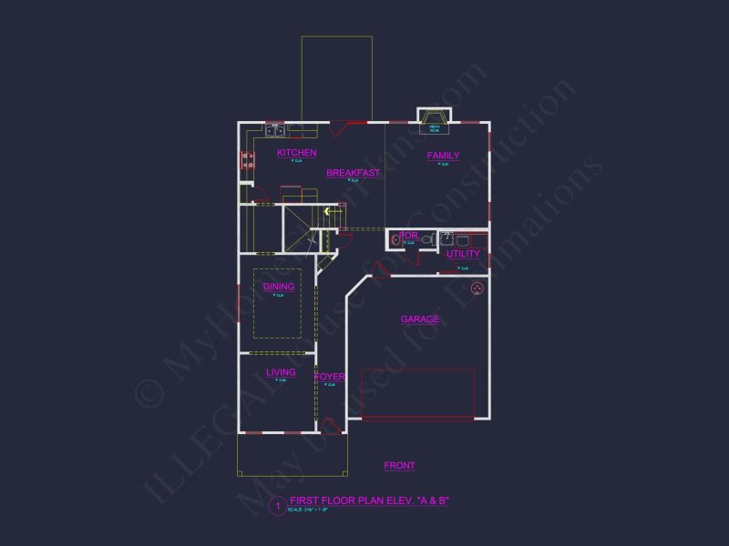 Craftsman house Plan with 4 Bedrooms, 3 Baths, and CAD Designs