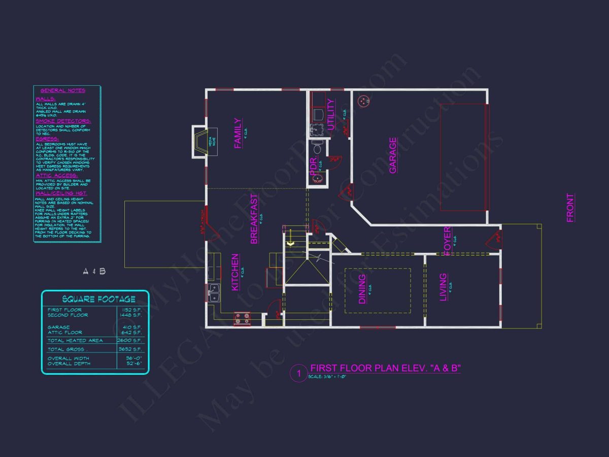 Craftsman house Plan with 4 Bedrooms, 3 Baths, and CAD Designs