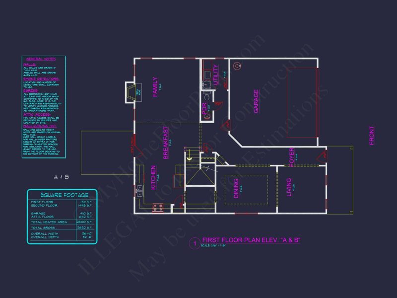 Craftsman house Plan with 4 Bedrooms, 3 Baths, and CAD Designs