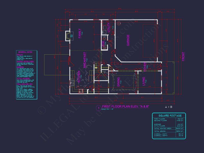 Craftsman house Plan with 4 Bedrooms, 3 Baths, and CAD Designs
