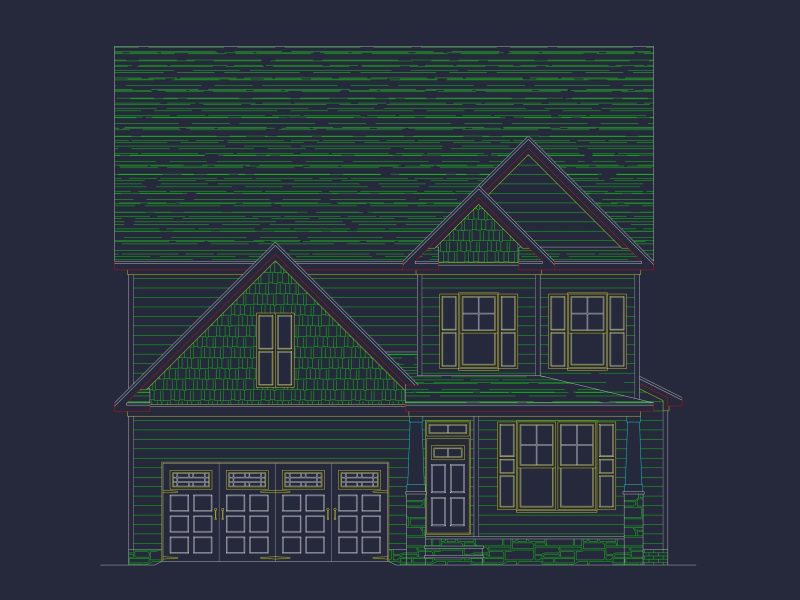 Craftsman house Plan with 4 Bedrooms, 3 Baths, and CAD Designs