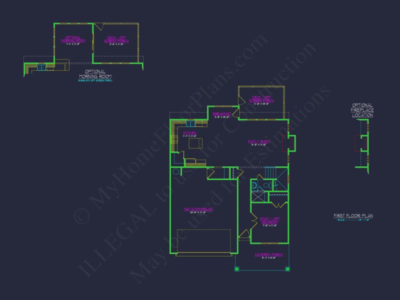 Craftsman house Plan with 4 Bedrooms, 3 Baths, and CAD Designs