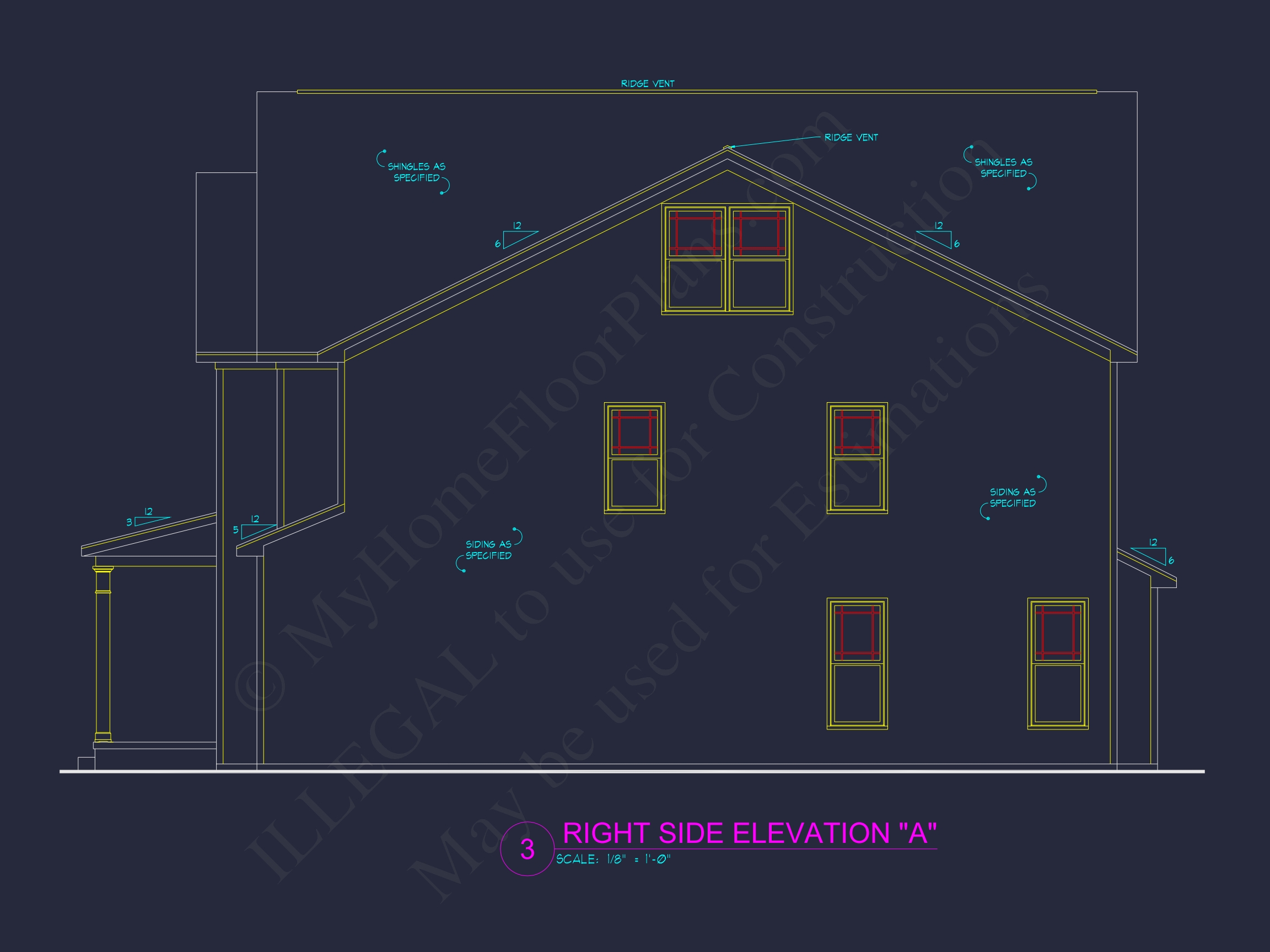 Craftsman Home Plan with 4 Bedrooms,3 Baths,and CAD Designs