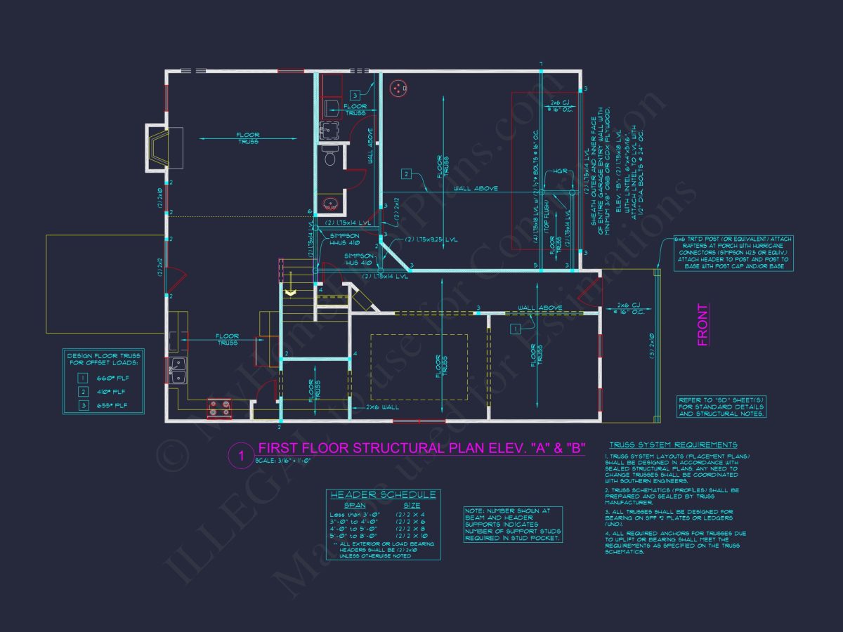Craftsman house Plan with 4 Bedrooms, 3 Baths, and CAD Designs
