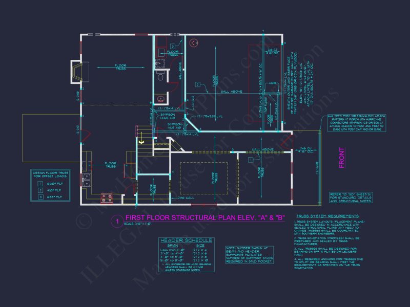 Craftsman house Plan with 4 Bedrooms, 3 Baths, and CAD Designs