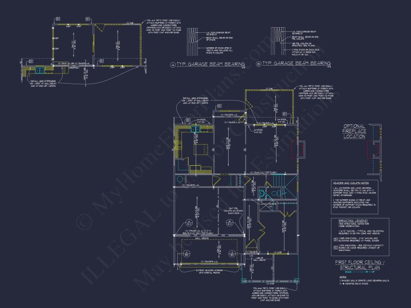 Craftsman house Plan with 4 Bedrooms, 3 Baths, and CAD Designs