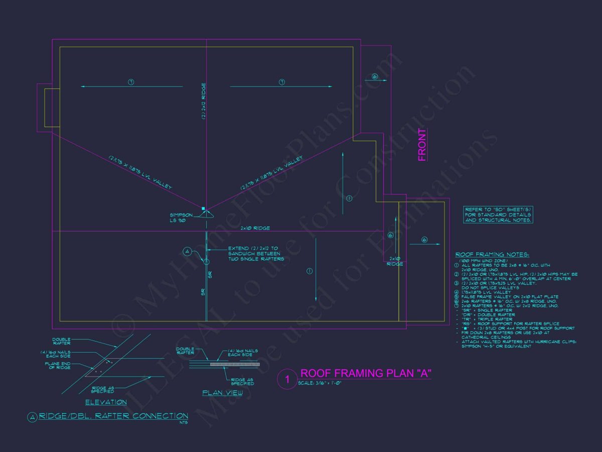 Craftsman house Plan with 4 Bedrooms, 3 Baths, and CAD Designs