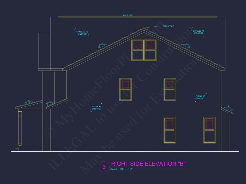 Craftsman house Plan with 4 Bedrooms, 3 Baths, and CAD Designs